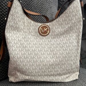 Michael Kors Tan and Brown Hobo Bag